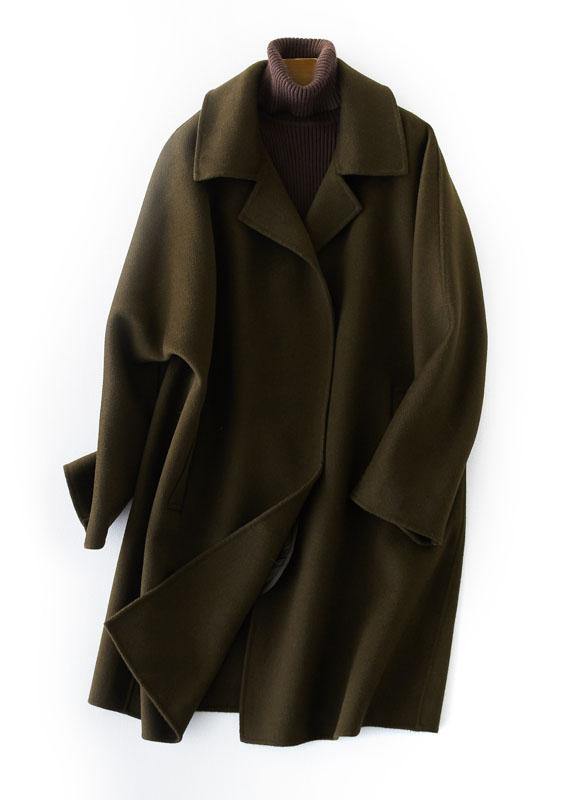 boutique brown Woolen Coat Women trendy plus size Jackets & Coats straight coat lapel collar - SooLinen