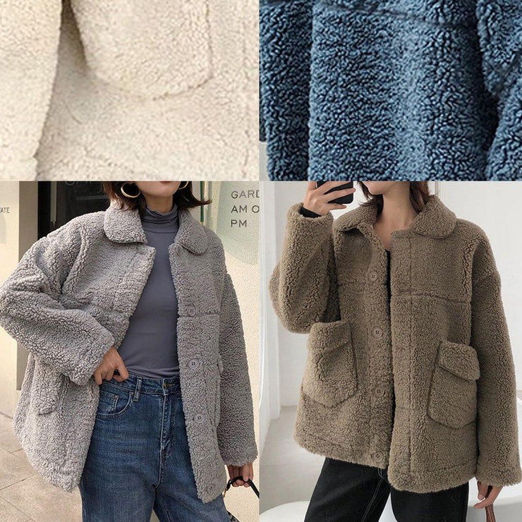 boutique brown wool overcoat plus size medium length jackets winter coats lapel collar - SooLinen