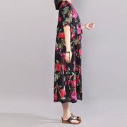 Boutique-Baumwollkleid stilvolle Retro-bedruckte Kleider Sommer-Kurzarm-Marineblau-Kleid