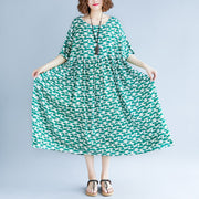 boutique green cotton linen dresses plus size clothing short sleeve baggy dresses boutique o neck linen cotton dress