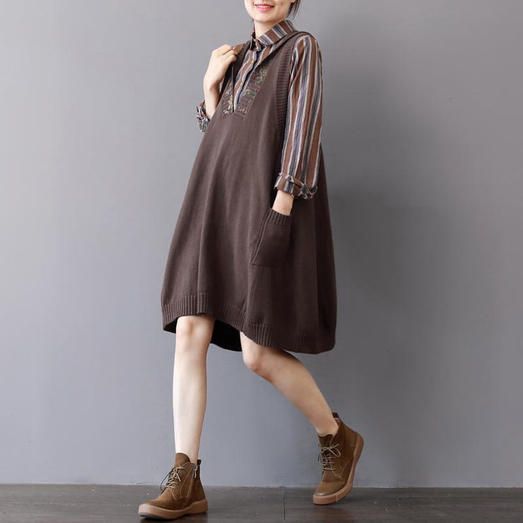 boutique khaki knit dress fall fashion sleeveless winter dresses 2018 hooded spring dresses
