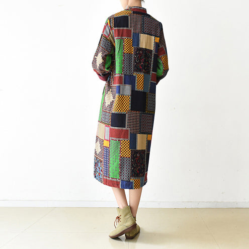 Mehrfarbiger Patchwork-Mantel der Boutique plus Größe Strickjacken mit O-Ausschnitt Boutique lange Jacken mit Fledermausärmeln