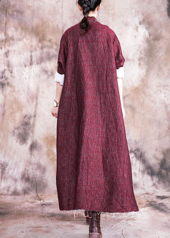 boutique oversize long coat fall women coats red asymmetric patchwork Coat Women - SooLinen