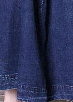 boutique oversize long fall denim blue patchwork Button Down women coats - SooLinen
