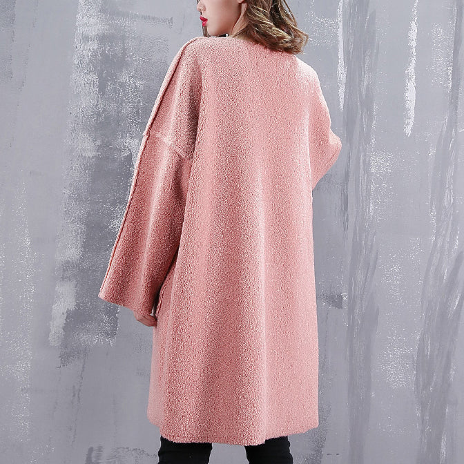 Boutique rosa Bluse trendy plus Größe O Hals Reisekleidung feine Taschen Kleidung Tops