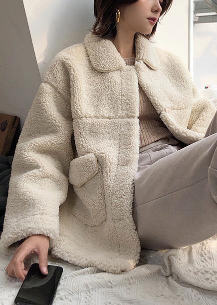 boutique plus size clothing Jackets & Coats big pockets women coats nude lapel collar woolen overcoat - SooLinen
