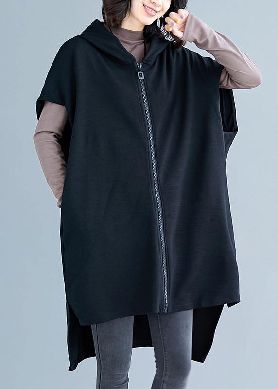 boutique plus size clothing winter jackets fall jackets black hooded Cotton Coats - SooLinen