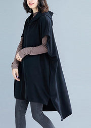 boutique plus size clothing winter jackets fall jackets black hooded Cotton Coats - SooLinen