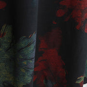 Boutique Rot Grün Print Midi-Länge Baumwollmischung Zweiteilige Oversize Kleidung Tops Damen Langarm Baggy O Neck Asymmetrische Tops und Vintage Baggy Pants