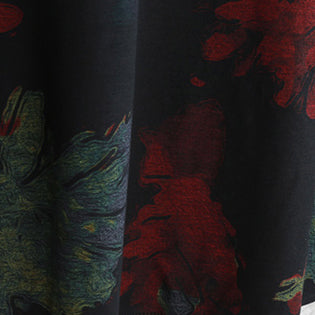 Boutique Rot Grün Print Midi-Länge Baumwollmischung Zweiteilige Oversize Kleidung Tops Damen Langarm Baggy O Neck Asymmetrische Tops und Vintage Baggy Pants