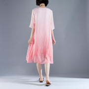 Boutique-Sommerkleid im böhmischen Stil Blumen-Sommer-Fälschungs-zweiteiliges Retro-Rosa-Kleid