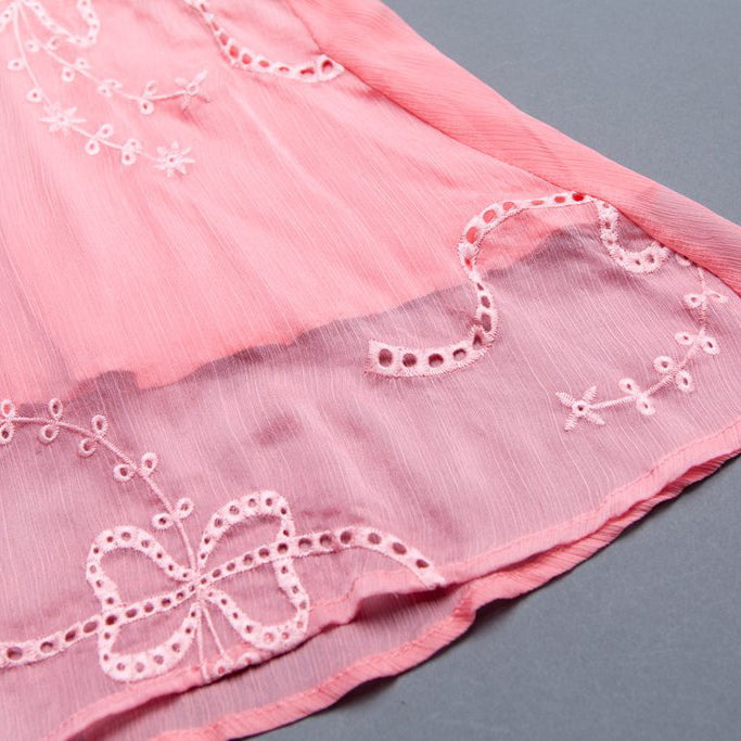 Boutique-Sommerkleid im böhmischen Stil Blumen-Sommer-Fälschungs-zweiteiliges Retro-Rosa-Kleid