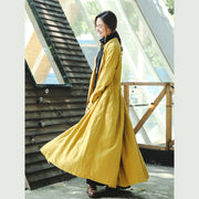 Boutique gelbe Mäntel lässiger Trenchcoat mit Stehkragen Mode Cinched Mantel mit großem Saum