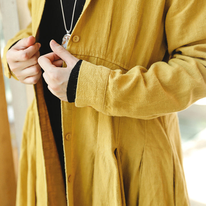boutique yellow coats casual stand collar trench coat Fashion Cinched large hem Coat