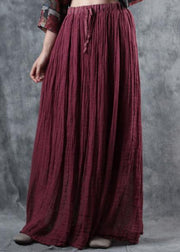 burgundy linen fall new skirts loose elastic waist maxi skirts - SooLinen