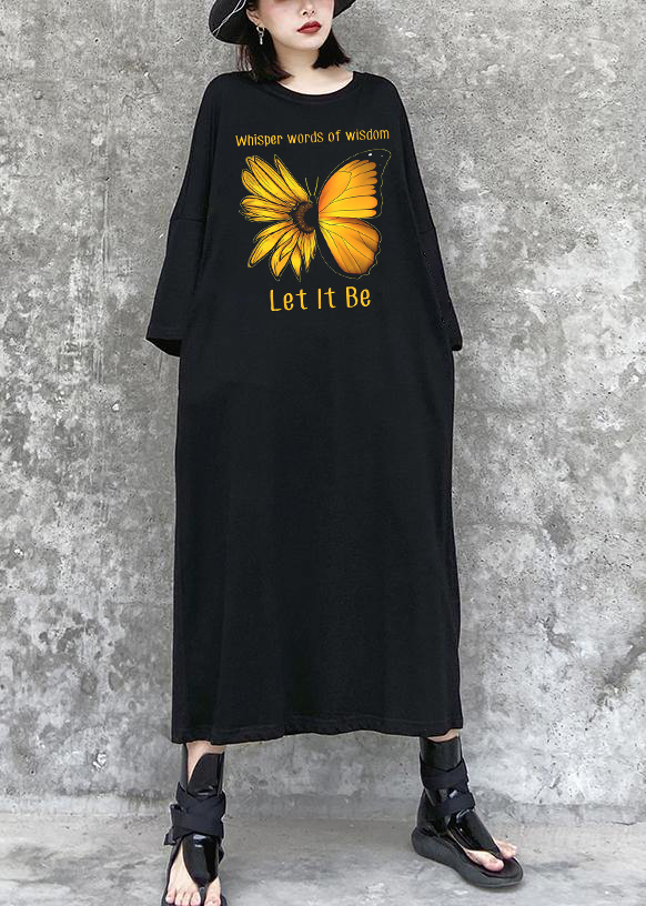 Love Sunflower Schwarzes Maxikleid Street Style Outfits