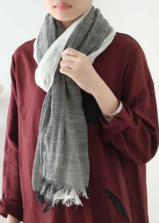 casual double color warm scarves black sunscreen silk scarf - SooLinen