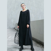 chunky black knit dress oversize O neck long knit sweaters boutique long sleeve long knit sweaters