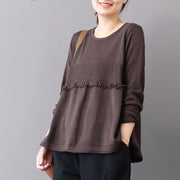 chunky chocolate winter sweater plus size patchwork knitted blouses casual ruffles top