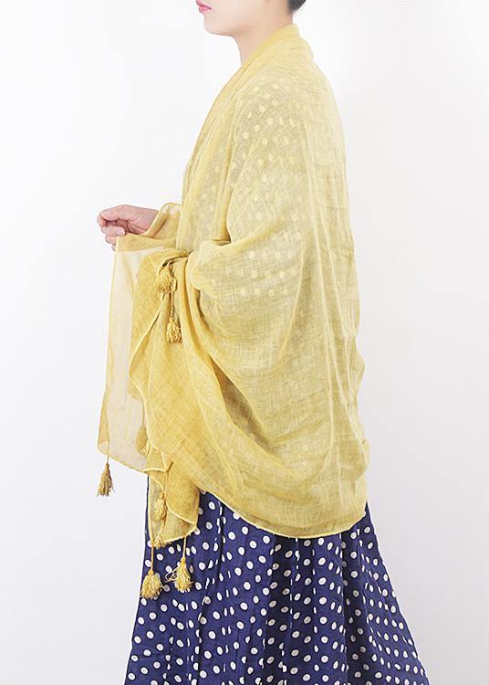 cotton linen scarf shawl casual yellow scarves - SooLinen