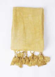 cotton linen scarf shawl casual yellow scarves - SooLinen
