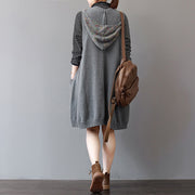 cozy green sweater dress trendy plus size sleeveless pullover sweater casual hooded dress