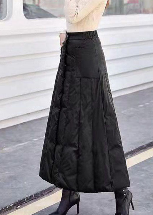 diy Black Pockets Patchwork Fine Cotton Filled Skirts Winter
