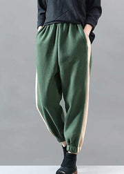 diy grüne Patchwork-Jogging-Winterhose mit elastischer Taille