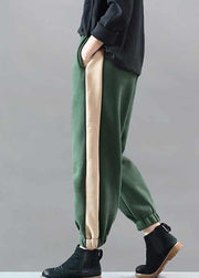 diy grüne Patchwork-Jogging-Winterhose mit elastischer Taille