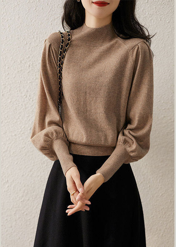 diy Khaki Patchwork fashion Knit Sweaters Winter