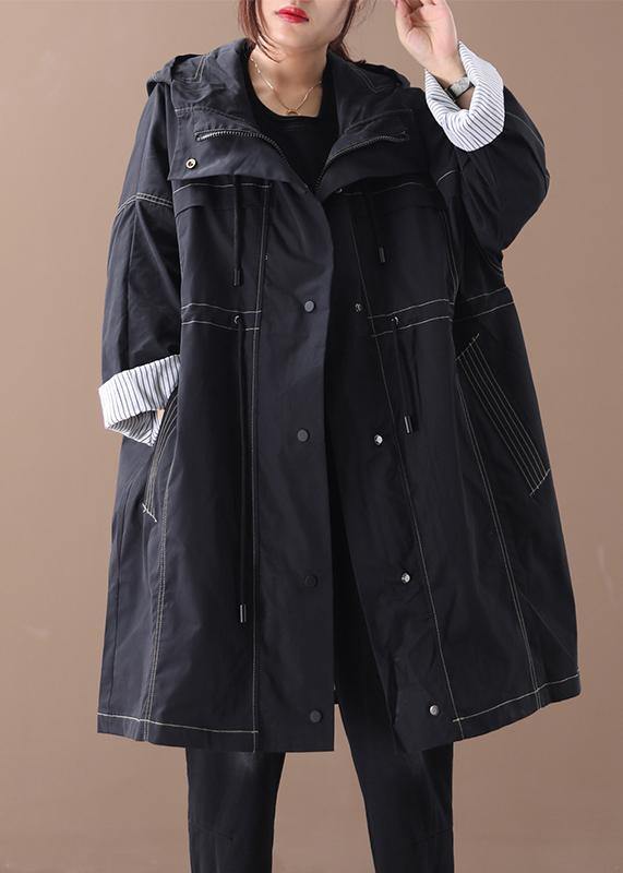 diy black fine clothes Wardrobes hooded drawstring pockets outwears - SooLinen