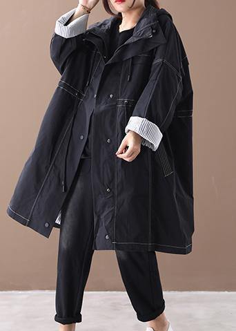 diy black fine clothes Wardrobes hooded drawstring pockets outwears - SooLinen