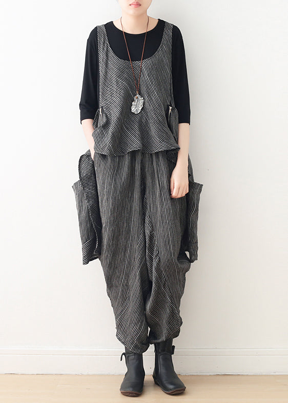 diy gray linen Fitted Work Outfits asymmetric two pieces harem pants A Line spring tops