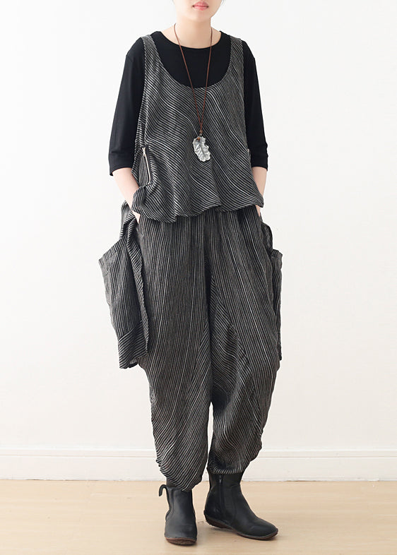 diy gray linen Fitted Work Outfits asymmetric two pieces harem pants A Line spring tops