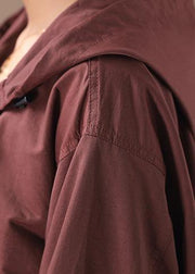 diy hooded baggy Fine clothes For Women burgundy winter jackets - SooLinen
