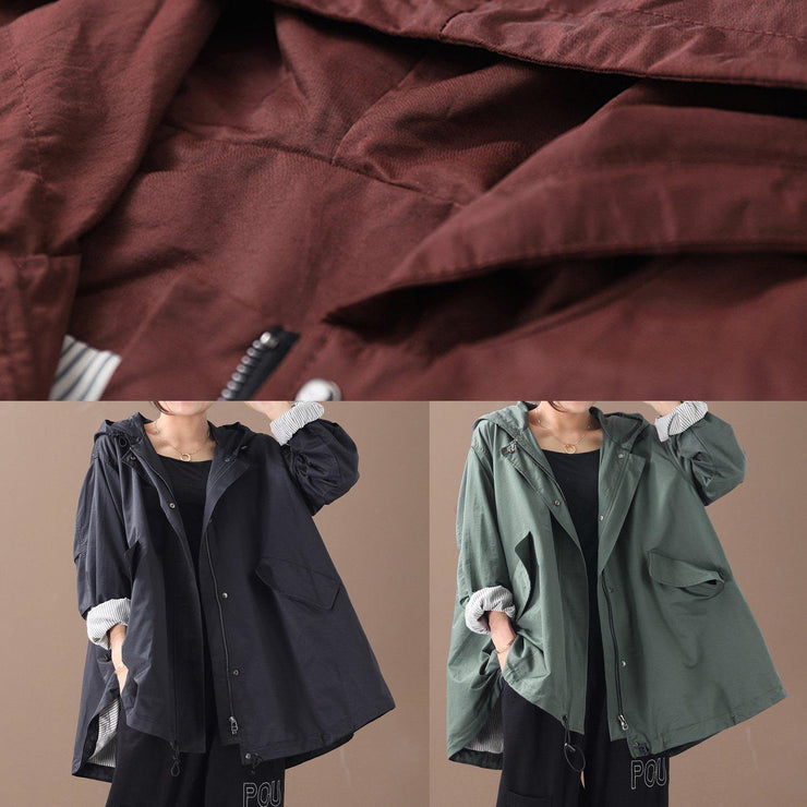 diy hooded baggy Fine clothes For Women burgundy winter jackets - SooLinen