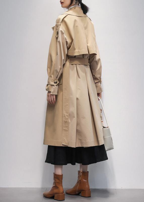 diy khaki Plus Size Long coats Fashion Ideas Notched pockets jackets - SooLinen
