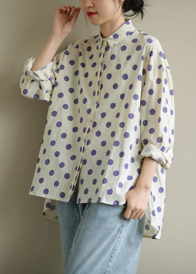 diy lapel low high design clothes Inspiration purple dotted blouses - SooLinen