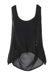 diy o neck Hole summer clothes For Women Wardrobes black tops - SooLinen