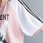 diy pink print cotton clothes For Women Vintage Photography o neck cotton tops