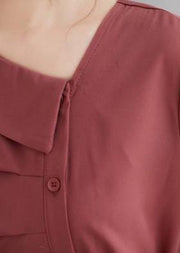 diy red clothes For Women asymmetric pockets daily Dress - SooLinen