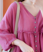 diy v neck lantern sleeve clothes For Women Sleeve rose top - SooLinen