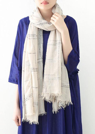 fall cute khaki plaid scarves soft striped big scarf - SooLinen