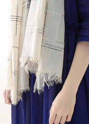 fall cute khaki plaid scarves soft striped big scarf - SooLinen