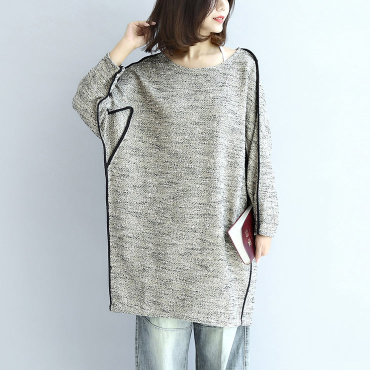 fall fashion 2021 casual knit cotton dresses light gray long sleeve sweater dress