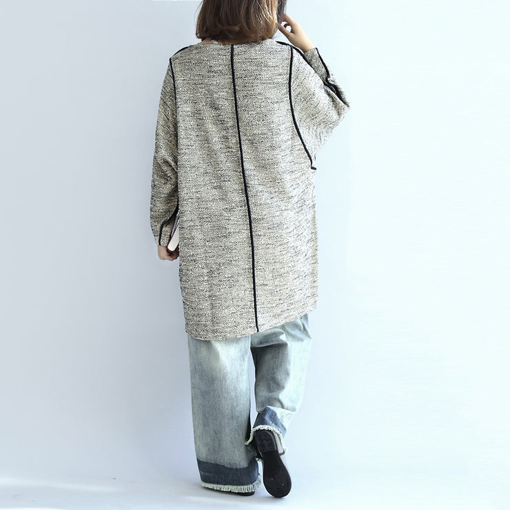 fall fashion 2024 casual knit cotton dresses light gray long sleeve sweater dress