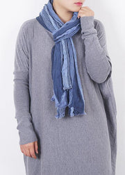 fall new design blue women patchwork scarves grid Imitation cashmere scarf - SooLinen