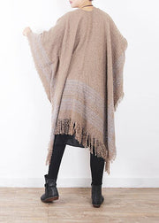 fall winter gray blue striped sacarf oversize women rectangle shawl - SooLinen