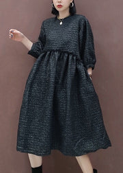 Mode Schwarzes Mid-Kleid Cinched Half Sleeve