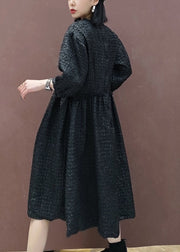 fashion Black Mid Dress Cinched Half Sleeve